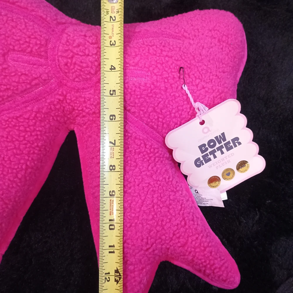 New Bow Getter Hot Pink Weighted Sherpa Bow Decorative Pillow Size 15x14
